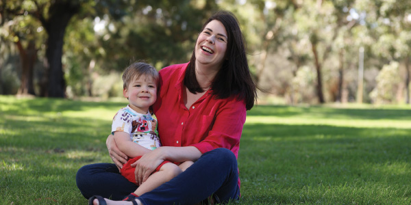 Amy Bertinshaw and her son Stirling