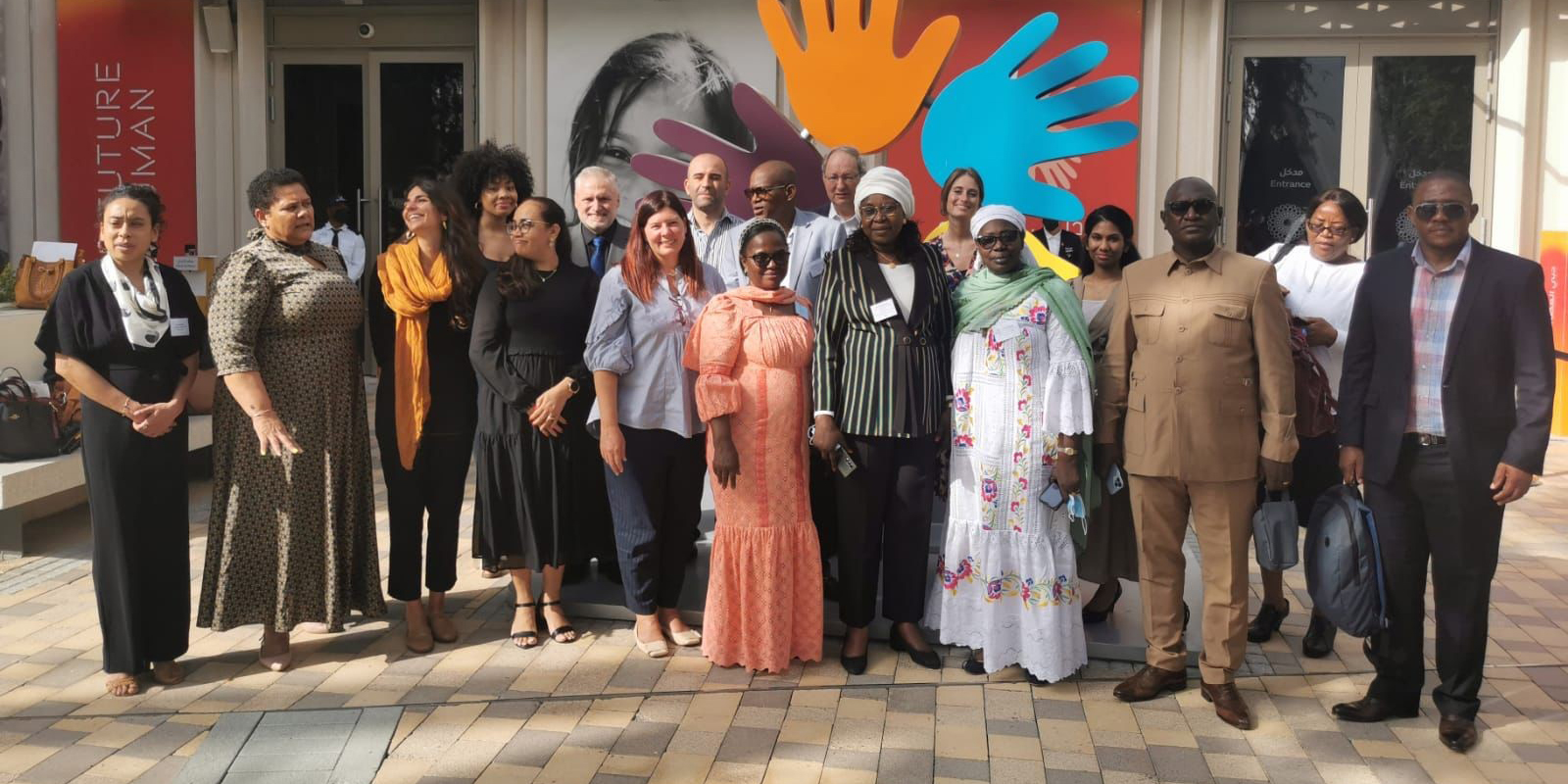 Professor Sally Brinkman, 7th from left, with delegates at the IBE-UNESCO meeting in Dubai